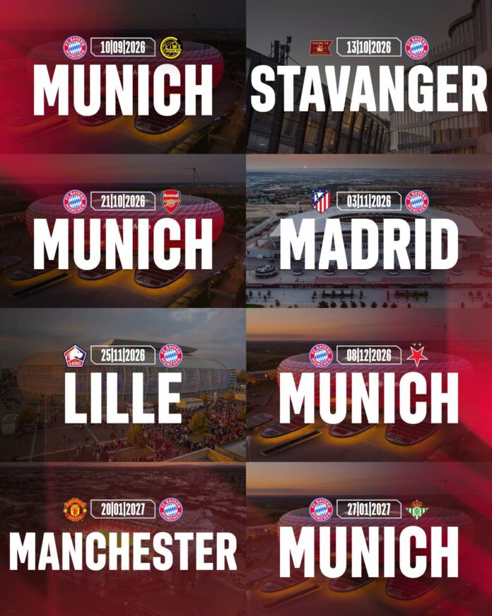 Ligue des champions 2026/27 : le calendrier complet de la phase de poules pour le Bayern