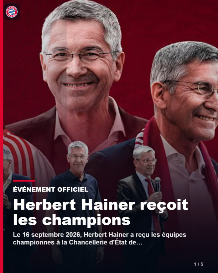 Herbert Hainer reçoit les champions du FC Bayern à la Chancellerie d'État de Bavière